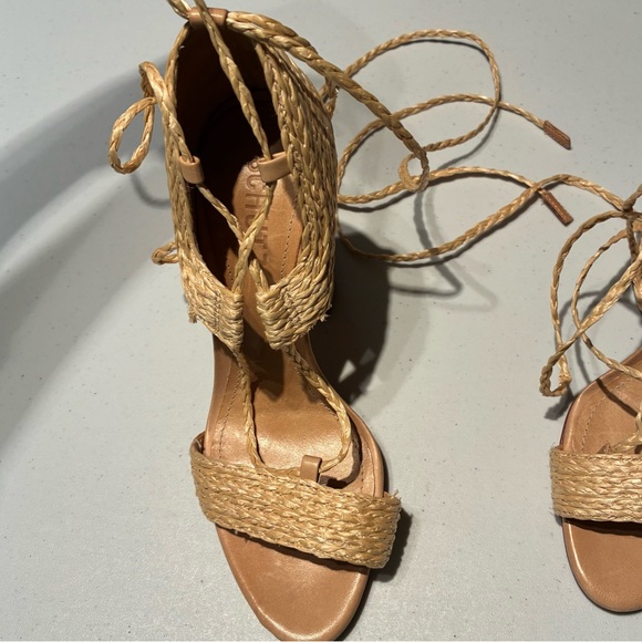 NEW Schutz Sandalia Alto Heeled Lace Up Sandal in Natural Size 5 - Picture 5 of 10